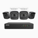 H300 - 2K 3MP 8 Channel 4 Cameras PoE Security System, EXIR 2.0 Night Vision, Motion Detection, H.265+, IP67 Waterproof